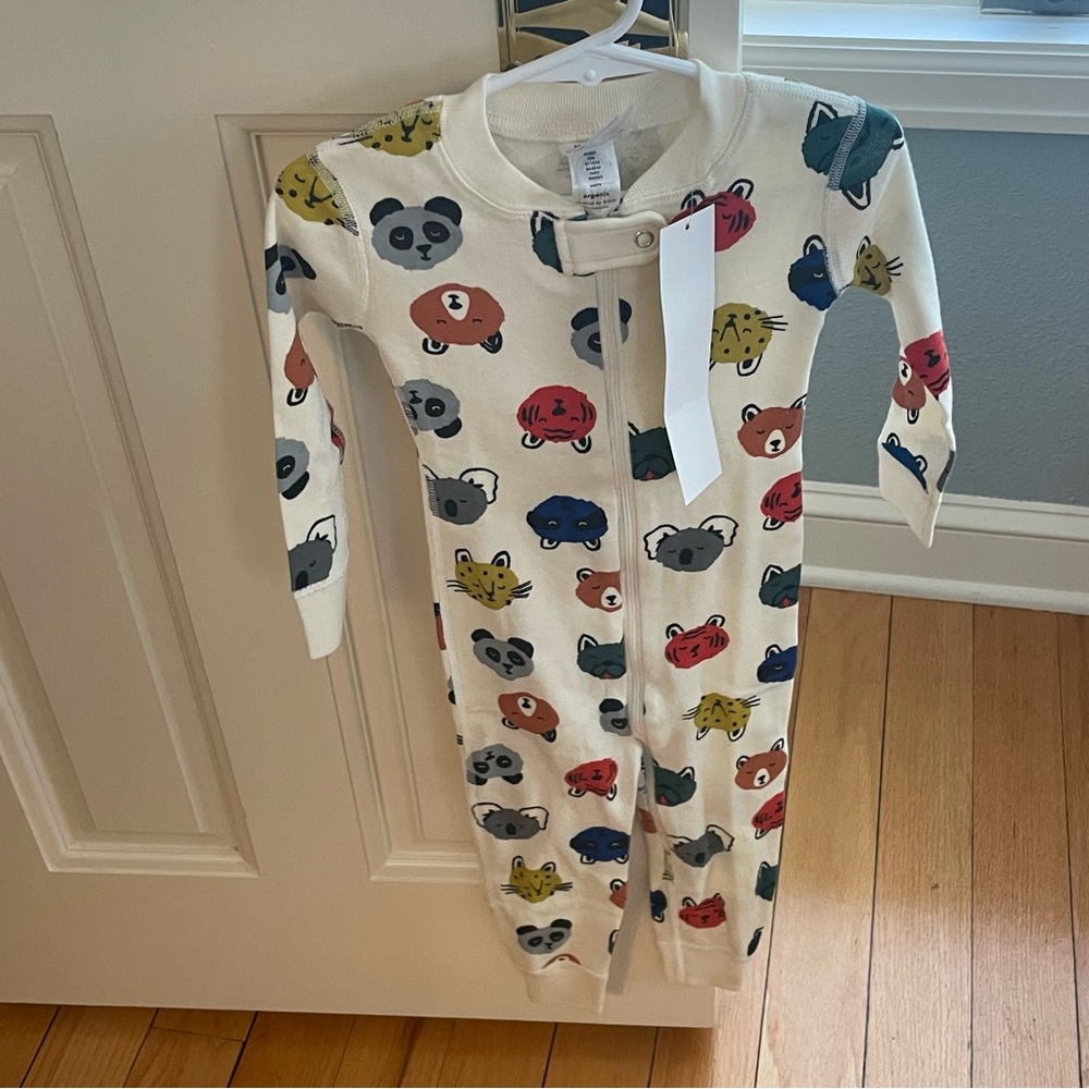 NWT Hanna Andersson Organic Cotton Cream Animal Critter Footless Zippy Pajama 2T